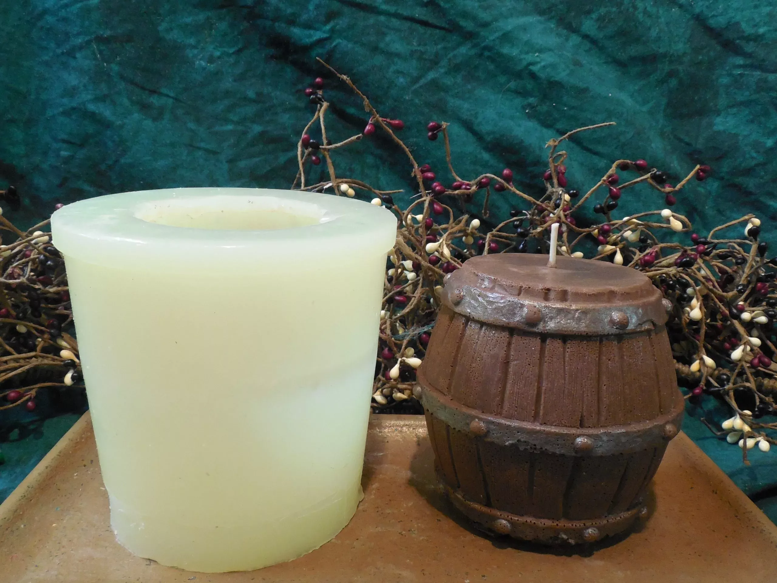 Large Oak Barrel Candle 1 Cavity Silicone Mold 1458