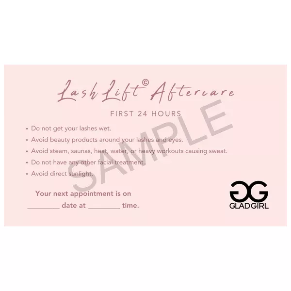 LashLift After Care Instructions & Appointment Card – 25 per Quantity