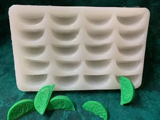 Lemon or Citrus Wedge Embeds 20 Cavity Silicone Mold 2250
