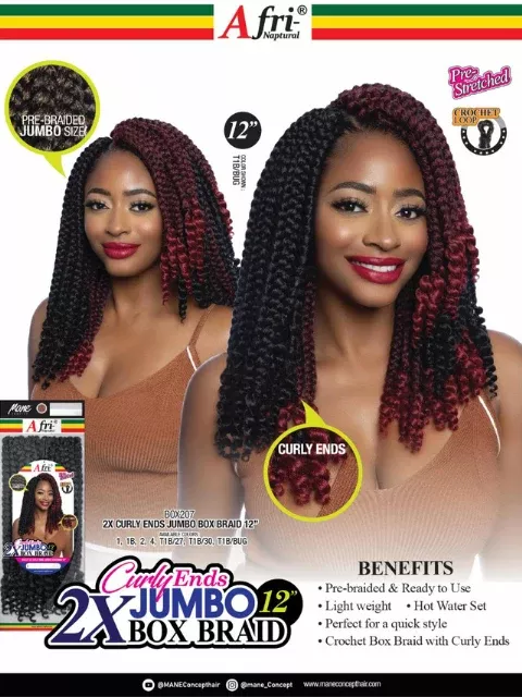 Mane Concept Afri Naptural 2X CURLY ENDS JUMBO BOX Braid 12″ (BOX207)