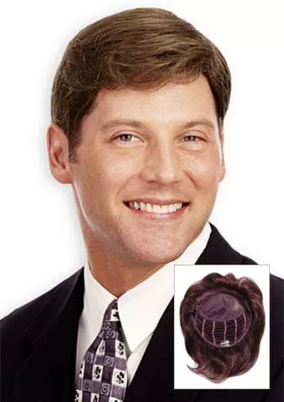 MEN’S TOUPEE MP200 [Short Top Piece | Fine Monofilament Top | Thin Weft Capless | Synthetic]