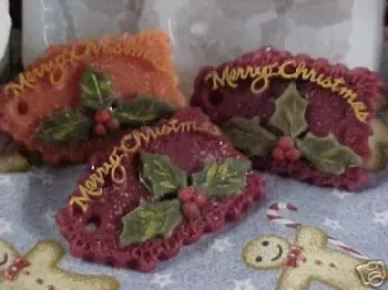 Merry Christmas Hang Tag Embeds 4 Cavity Silicone Mold 1520