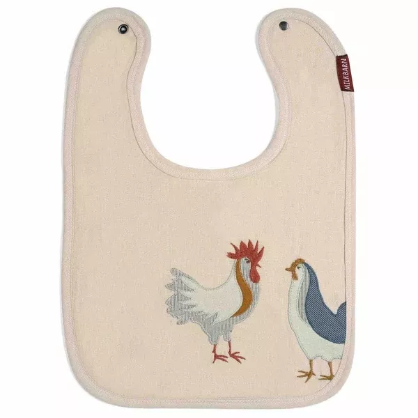 MILKBARN LINEN BIB CHICKEN APPLIQUE