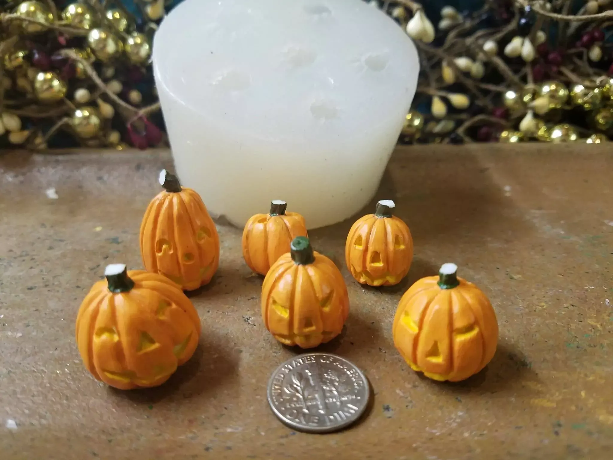 Mini Mini Jack O Lanterns Pumpkin Silicone Mold Embeds 7 Cavity 1808