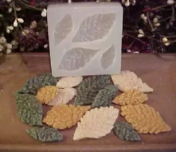 Mint Leaf Embeds 4 Cavity Silicone Mold 5374