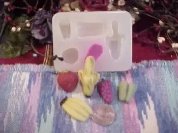 Mixed Fruit Mini Faux Food Embeds 5 Cavity Silicone Mold 5261