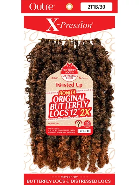 [MULTI PACK DEAL] Outre X-Pression Twisted Up 2X BONITA ORIGINAL BUTTERFLY LOCS Crochet Braid 12″ – 10pcs