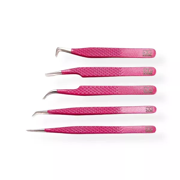Non-Slip Pink Glitter Diamond Grip Tweezers for Classic Lashes