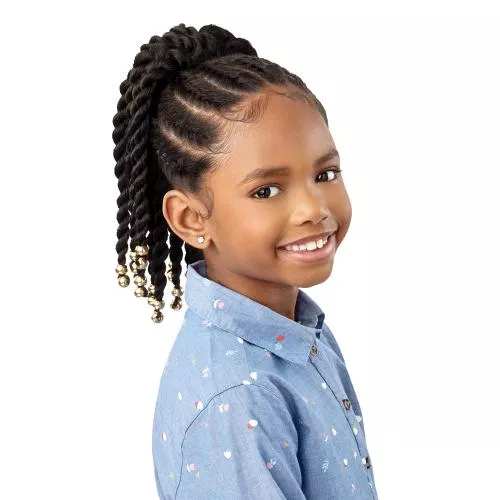 Outre Drawstring Ponytail Lil Looks Beaded Twists 12″