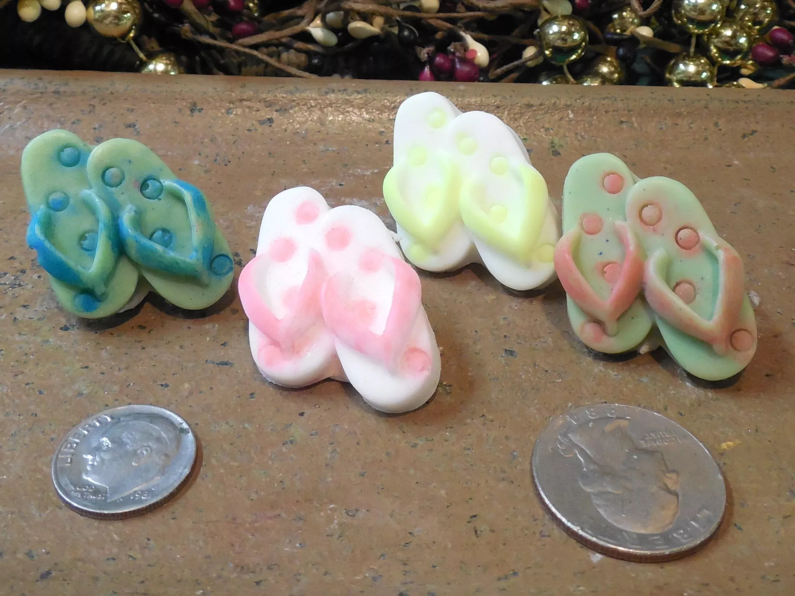 Pair of Flip flops Embed 11 Cavity Silicone Mold 5530