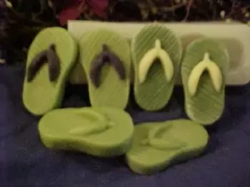 Pair of Flip Flops Small Soap 2 Cavity Silicone Mold 504