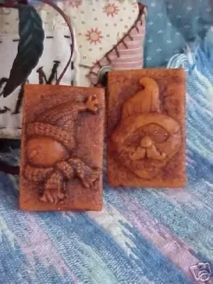 Prim Santa and Snowman Small Soap 2 Cavity Silicone Mold 183