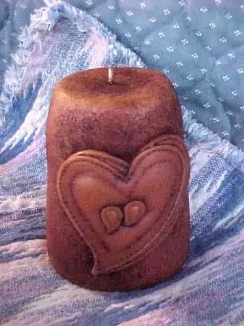 Primitive Double Stitched Heart Candle 1 Cavity Silicone Mold 1403