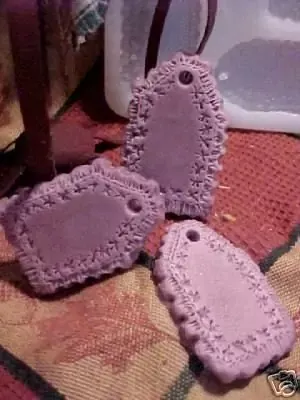 Primitive Gift Tag Embeds 4 Cavity Silicone Mold 249