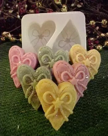 Primitive Heart Embeds 2 Cavity Silicone Mold 5257
