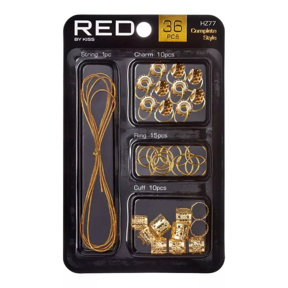 Red by Kiss Complete Style Braid Charm Set HZ77 | Metallic Accessories for Braids