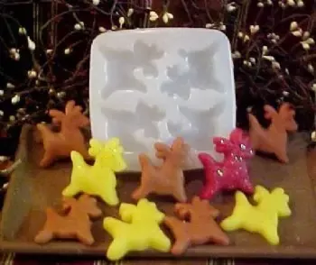 Reindeer Embeds 4 Cavity Silicone Mold 1526