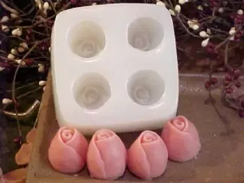 Rose Bud .5 Embeds 4 Cavity Silicone Mold 476
