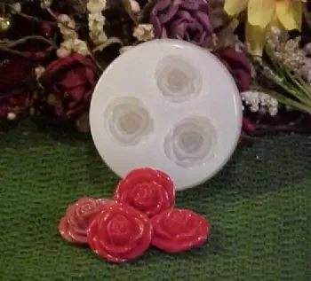 Rose Embeds 3 Cavity Silicone Mold 2511