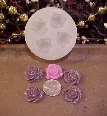 Rose Embeds 4 Cavity Silicone Mold 2594