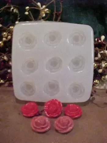 Rose Embeds 9 Cavity Silicone Mold 5466