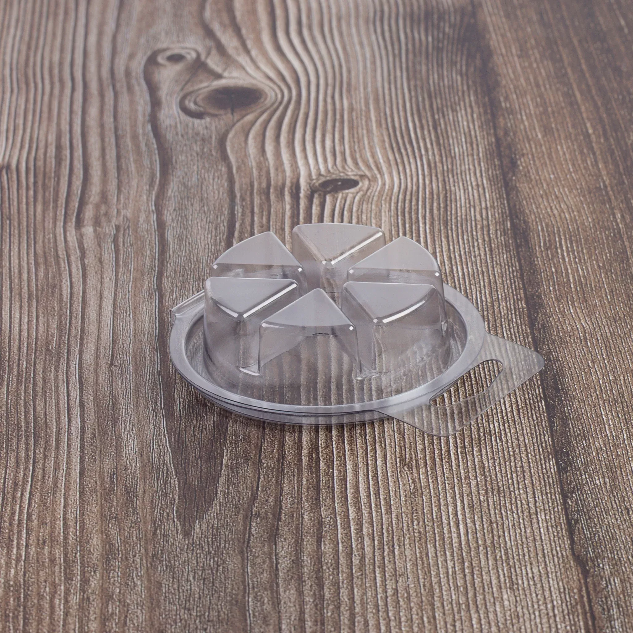 Round 6 Cavity Pie Shaped Wax Melt Clamshell Mold