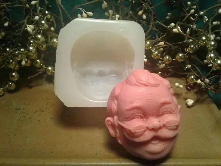 Santa Face Small Soap 1 Cavity Silicone Mold 5385