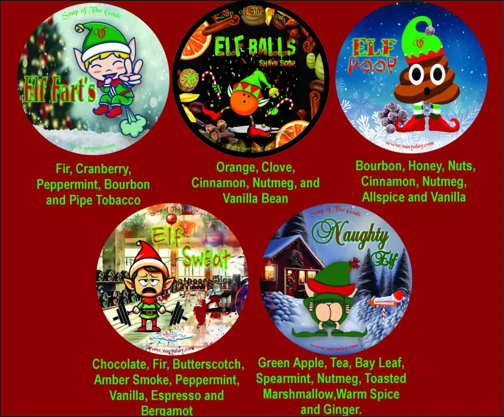Santa’s Elves Shaving 5 -2.oz Shaving Soaps
