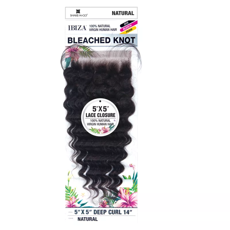 SHAKE N GO IBIZA 5 "X5 " DEEP CURL BLEACHED KNOT CLOSURE