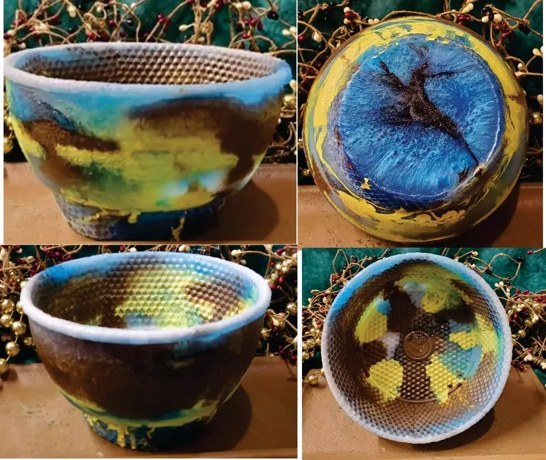Shaving Bowl Honey Comb Pre Made Large Wide Multi-Color Resin