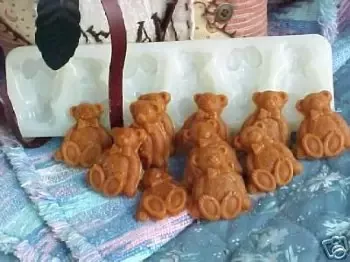 Sitting Bear Embeds 6 Cavity Silicone Mold 545