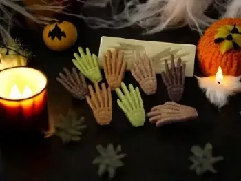 Skeleton Hands Embeds 2 Cavity Silicone Mold 466