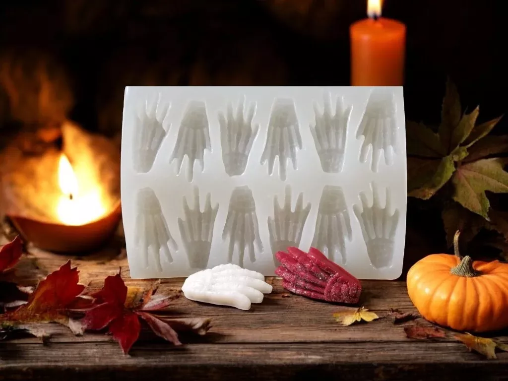 Skeleton Hands Silicone Mold Embeds 12 Cavity 6072