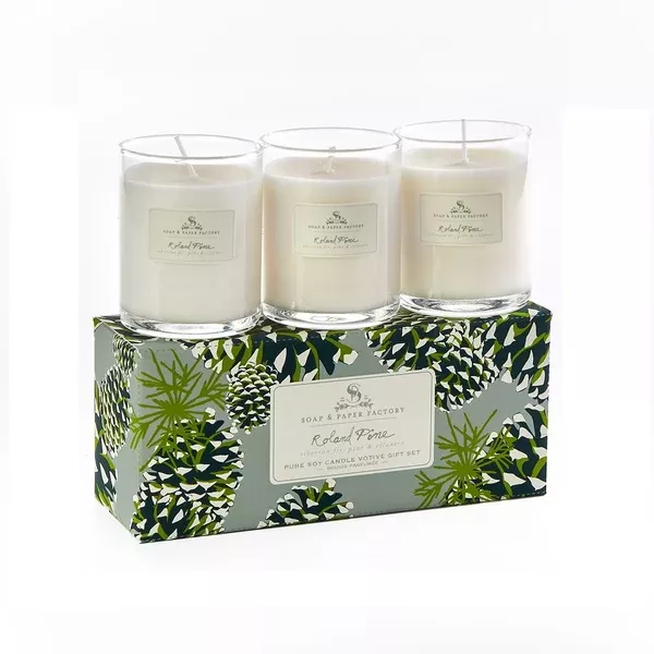 SOAP & PAPER FACTORY ROLAND PINE 3 VOTIVE SET