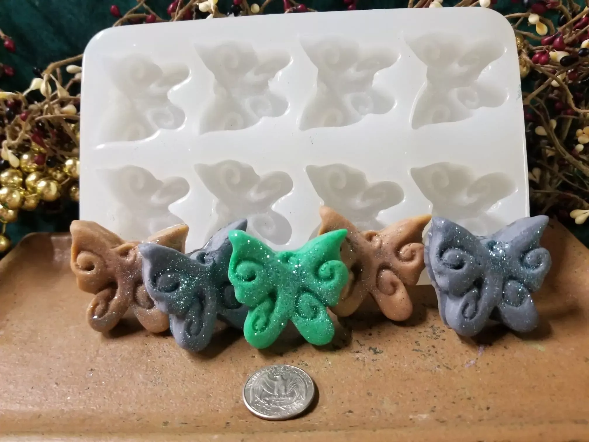 Spring Butterfly Embed 8 Cavity Silicone Mold 2224