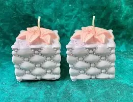 Square with Lily Votive 2 Cavity Silicone Mold 3049