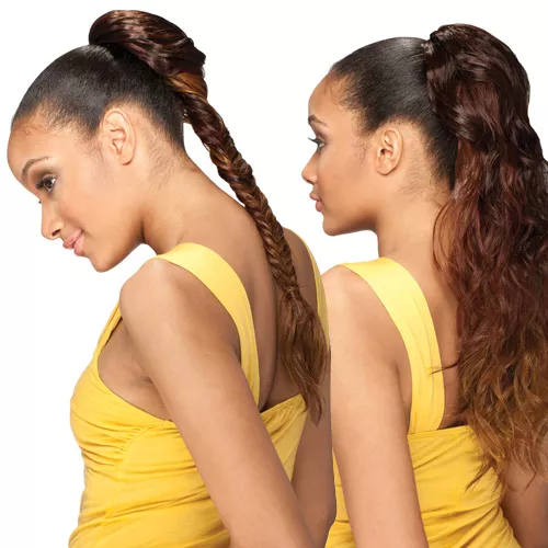 Synthetic Drawstring Ponytail Model Model Equal Fishtail Braid