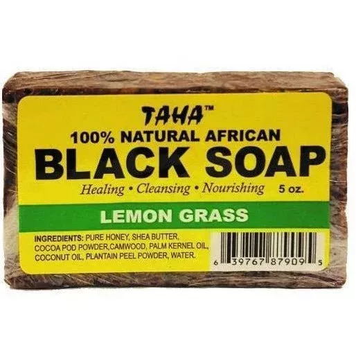 Taha 100% Natural African Black Soap, Lemon Grass