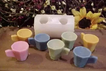 Tea Cup Embeds 2 Cavity Silicone Mold 5333
