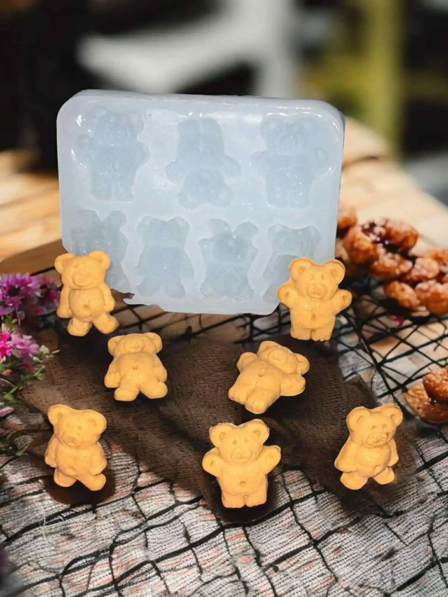 Teddy Bear Cookie Silicone Mold Embeds 7 Cavity 5217