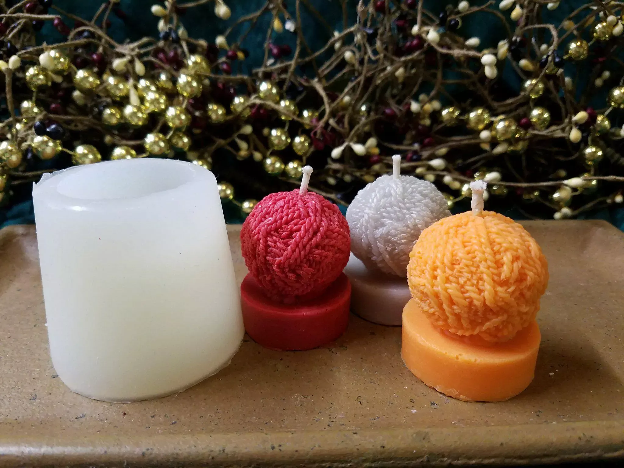 Tiny Ball Of Yarn Tea Light 1 Cavity Silicone Mold 1733