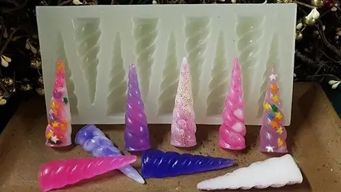 Unicorn Horn Flat Back 9 Cavity Embed Silicone Mold 446