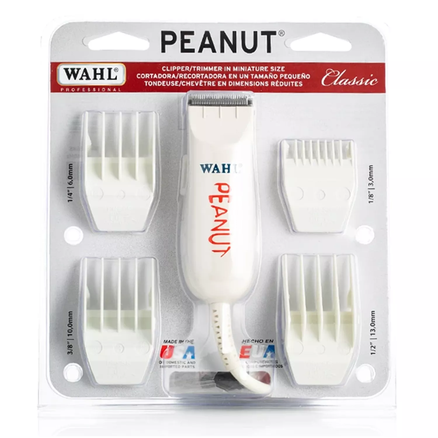 Wahl Peanut Hair Clipper/ Trimmer Classic White 9 pieces Kit