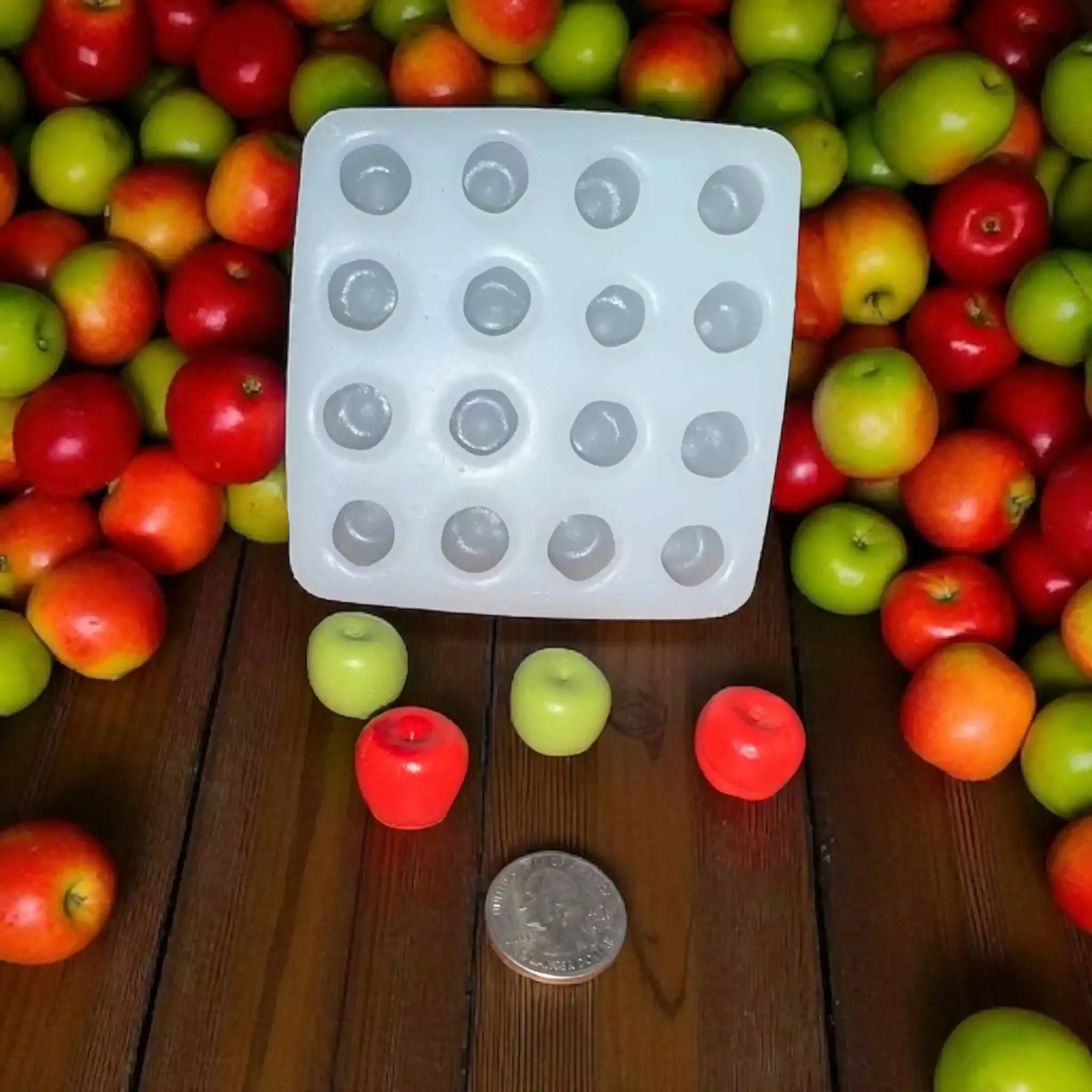 Whole Apple Mini Mini Mini Embeds Silicone Mold 16 Cavity 5477