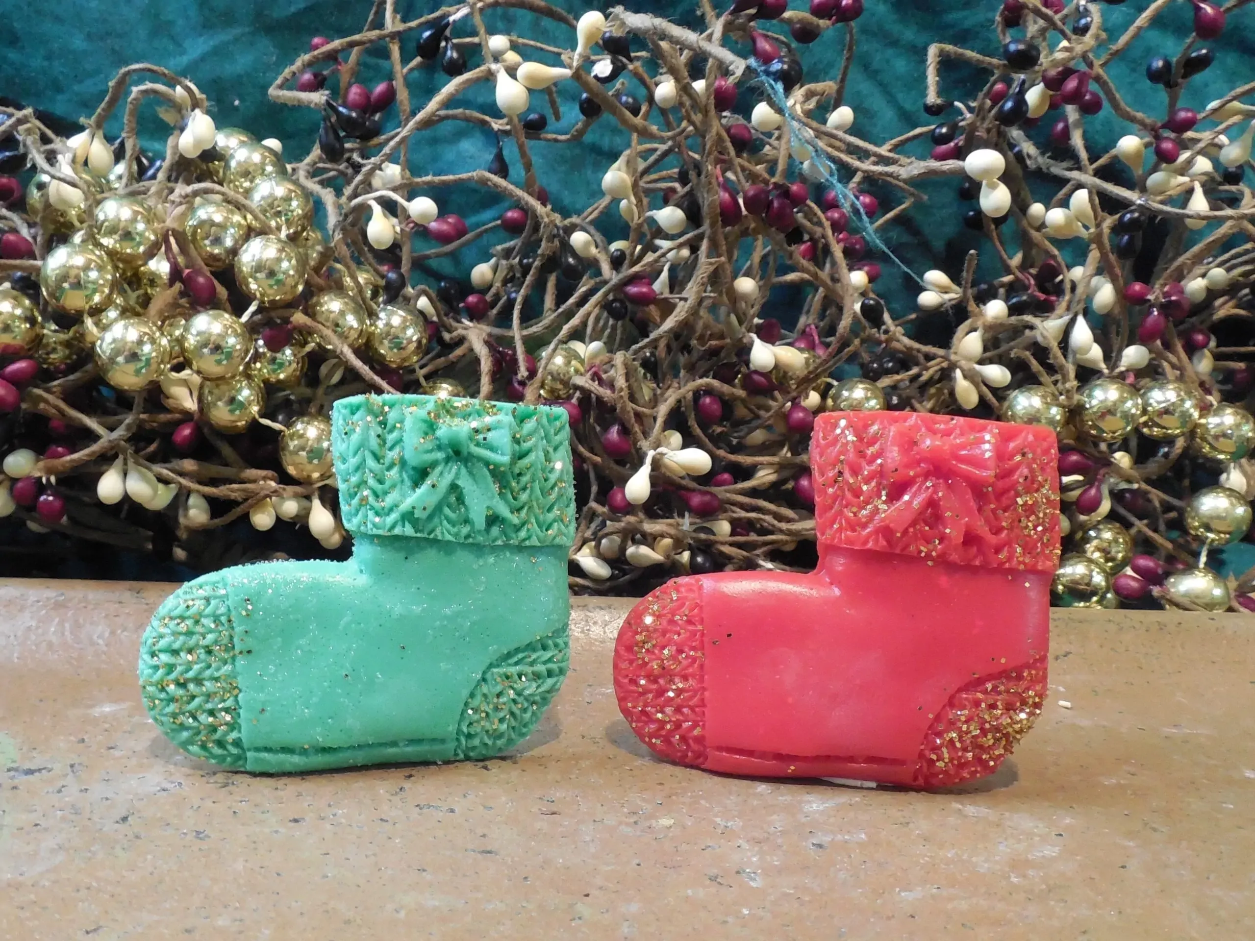 Winter Sock Stocking Embed 1 Cavity Silicone Mold 2151