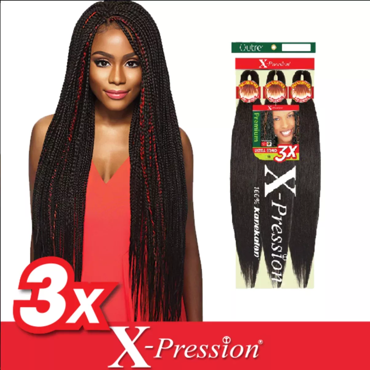 X-Pression Pre-Stretched Braid 3 Pack 52″
